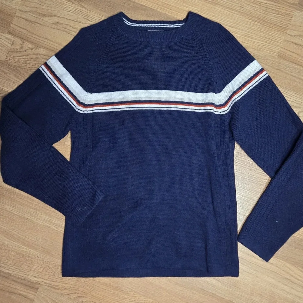 red white and blue knit sweater